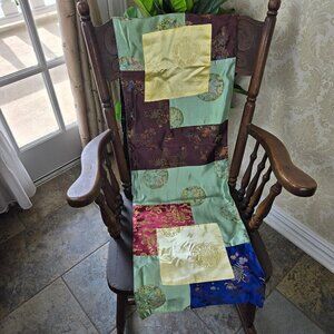 Bistro Table Runner Colorful Patchwork Asian Design Silky Feel 14"  x 72"